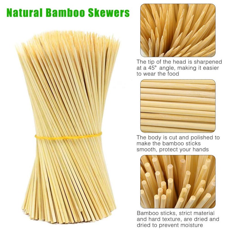 Hysagtek 400 Pcs Wood Skewers 6 Inch Bamboo Skewers Fruit Skewer Chocolate Fountain Sticks Fondue Sticks for Appetizer, BBQ, Cocktail, Kabob, Chocolate Fountain, Barbecue, Party - Image 3
